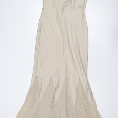 ELEMENTS Womens Beige Polyester Maxi Size 10 V-Neck Pullover