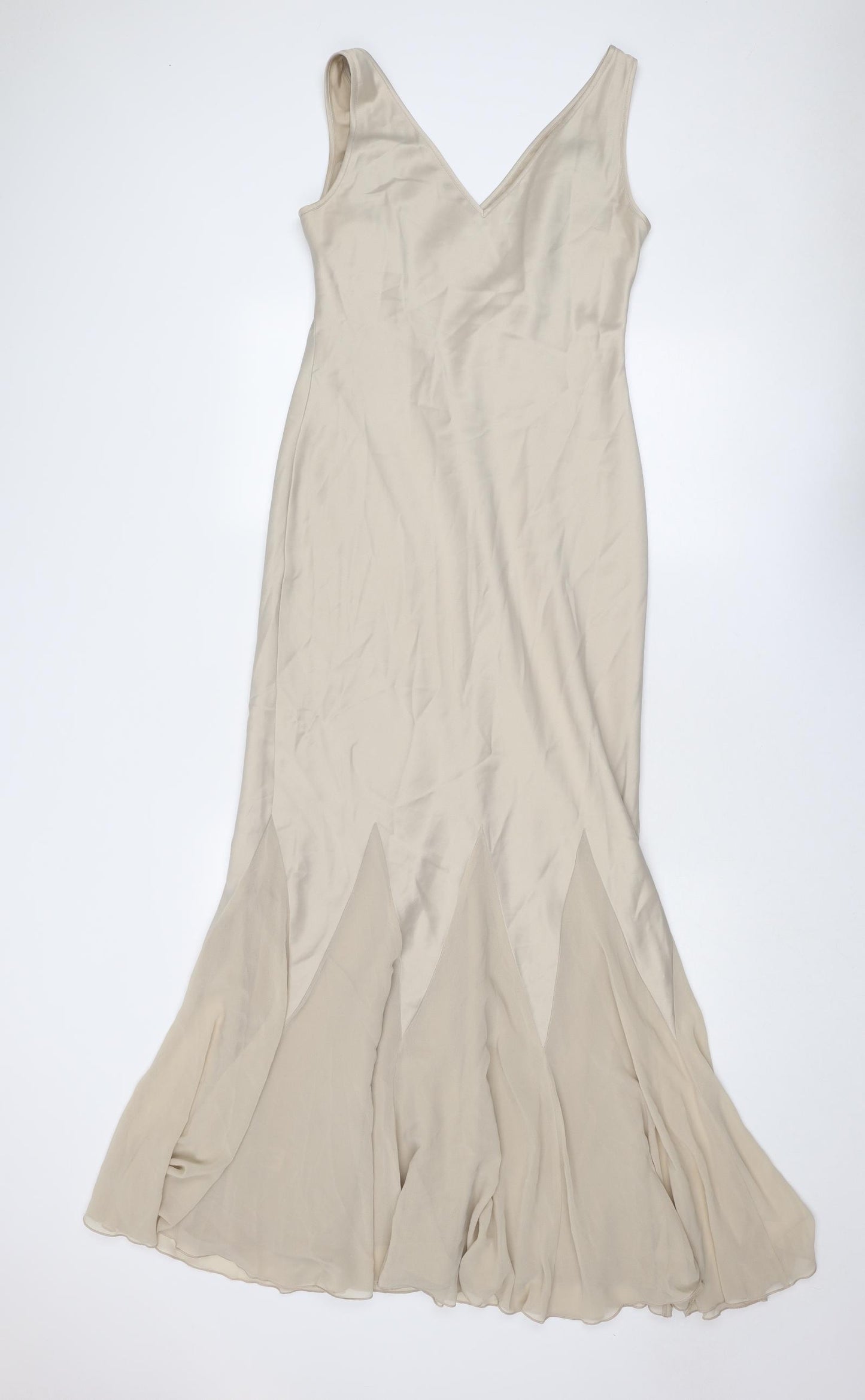 ELEMENTS Womens Beige Polyester Maxi Size 10 V-Neck Pullover