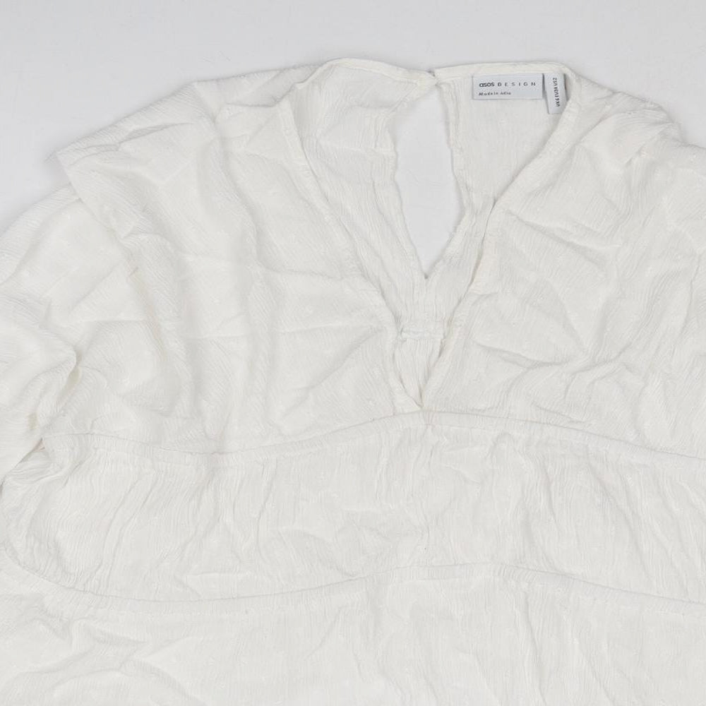 ASOS Womens White Viscose Basic Blouse Size 6 V-Neck