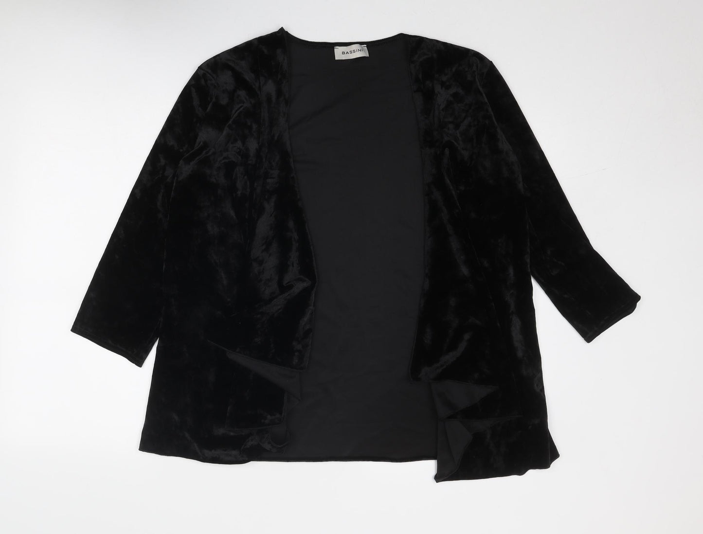 BASSINI Womens Black V-Neck Polyester Cardigan Jumper Size 18