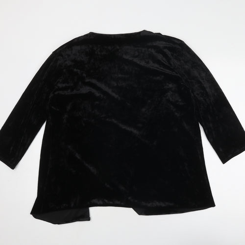 BASSINI Womens Black V-Neck Polyester Cardigan Jumper Size 18