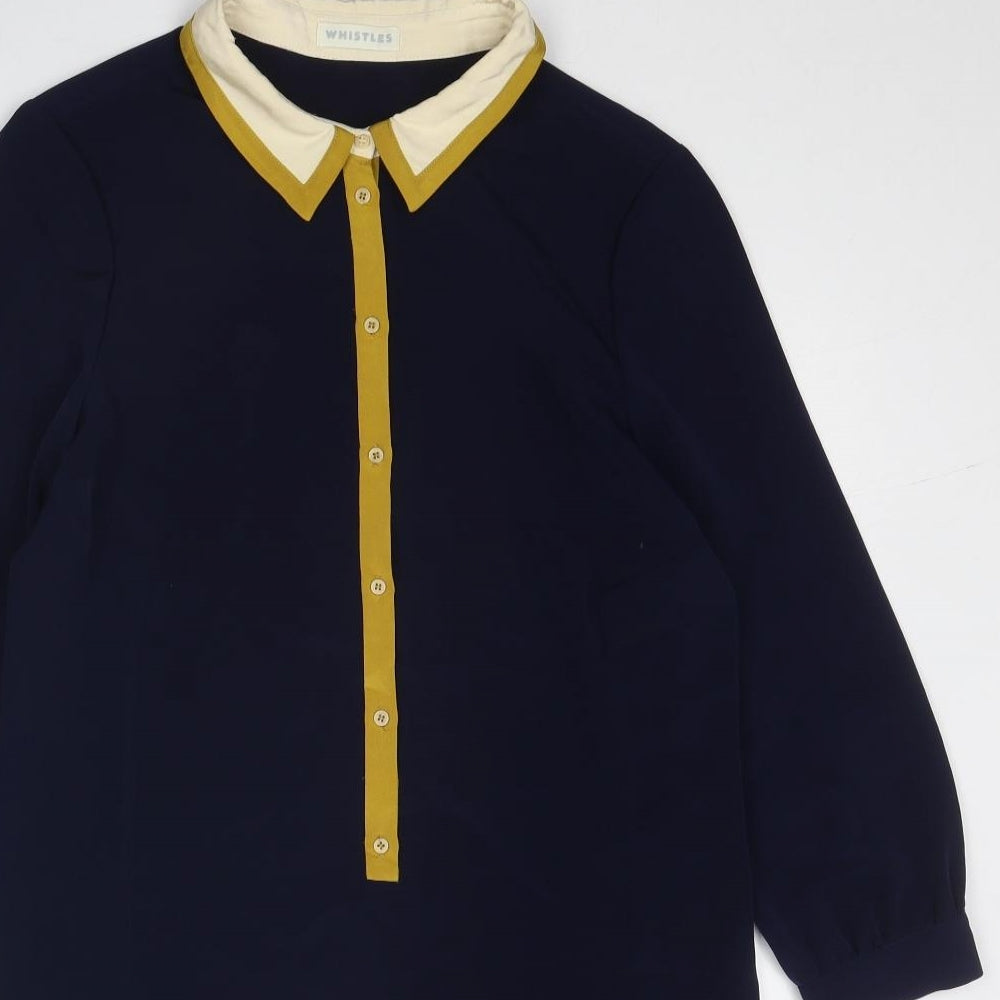 Whistles Womens Blue Polyester Shirt Dress Size 10 Collared Buckle