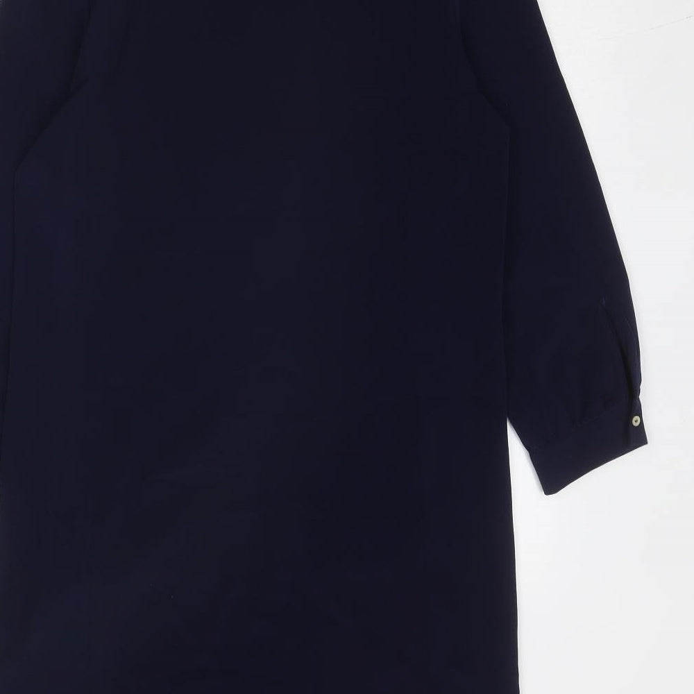 Whistles Womens Blue Polyester Shirt Dress Size 10 Collared Buckle