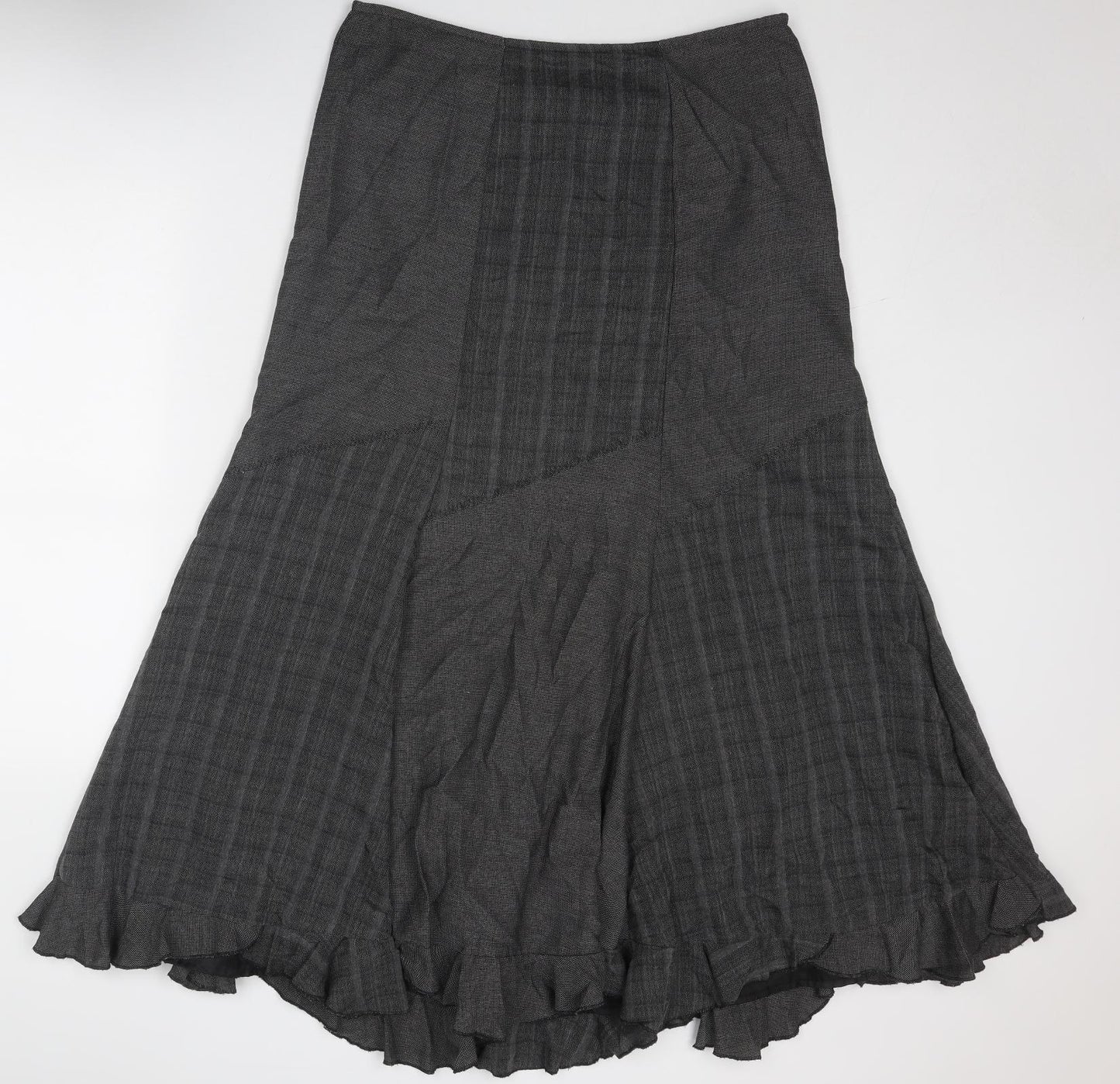 Per Una Womens Grey Geometric Polyester Swing Skirt Size 14 Zip