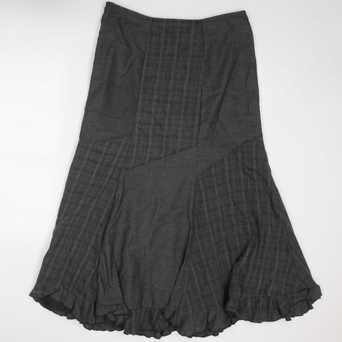 Per Una Womens Grey Geometric Polyester Swing Skirt Size 14 Zip