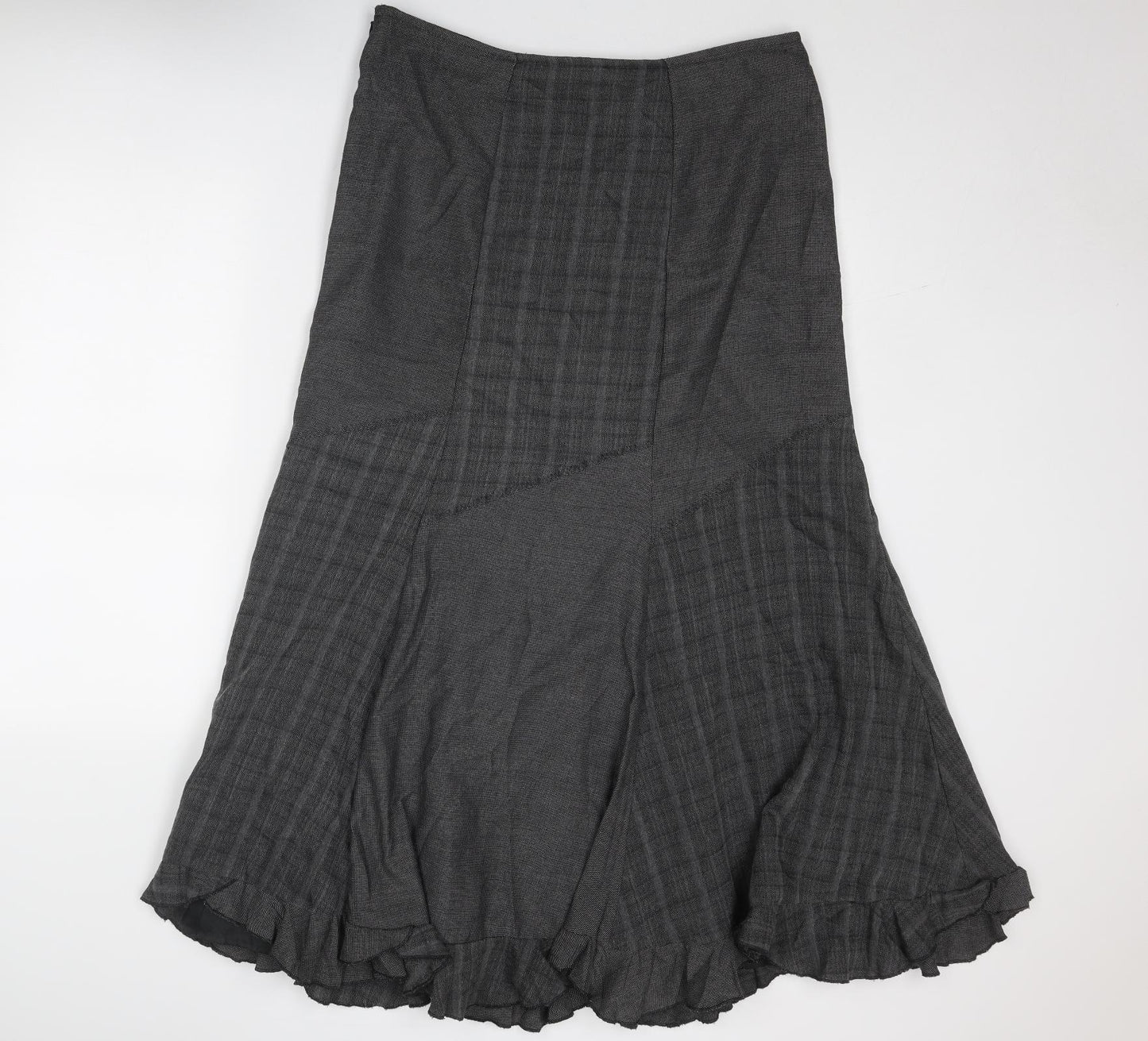 Per Una Womens Grey Geometric Polyester Swing Skirt Size 14 Zip