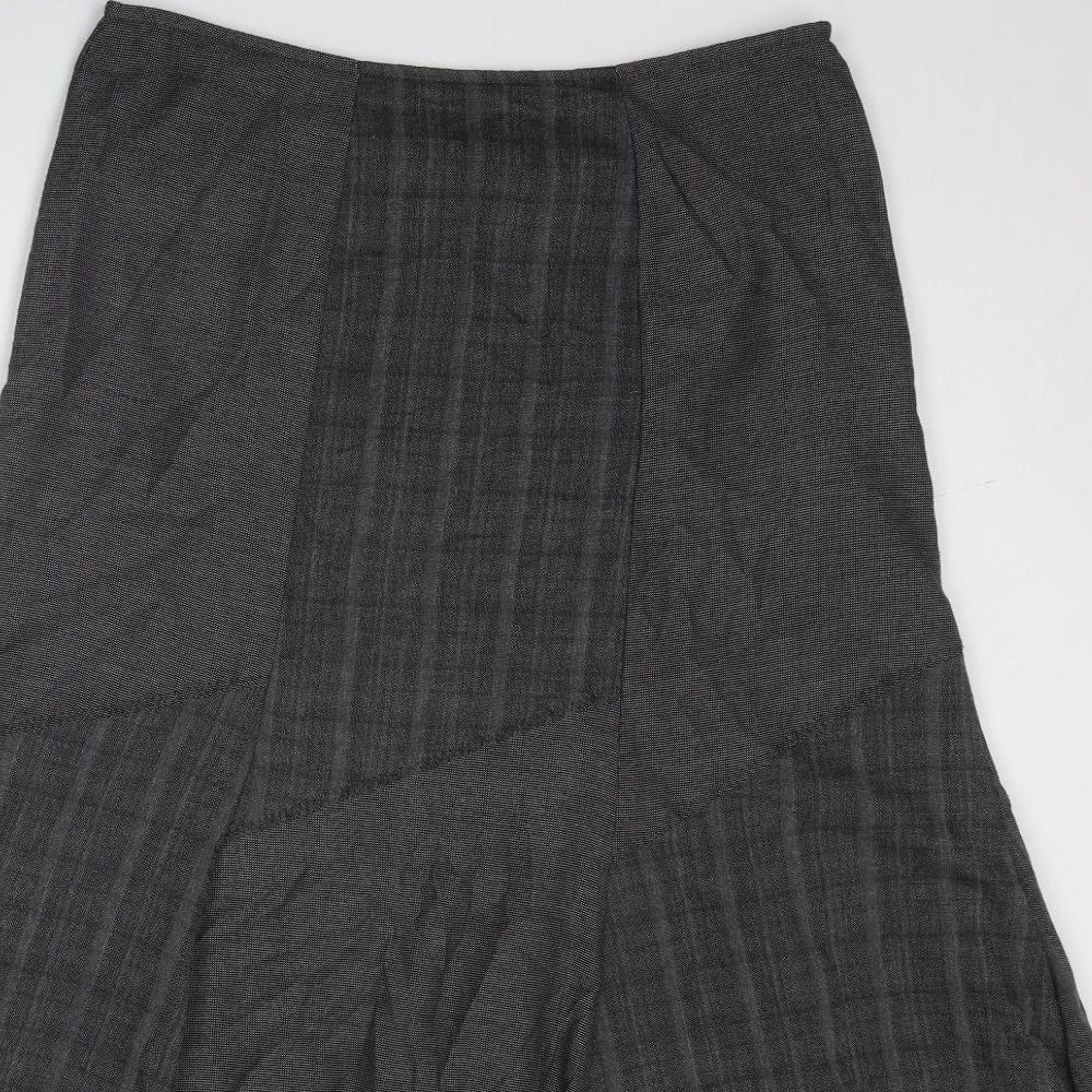 Per Una Womens Grey Geometric Polyester Swing Skirt Size 14 Zip