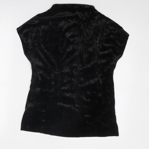 Wi & Co Womens Black Polyester Basic Blouse Size S High Neck