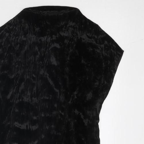 Wi & Co Womens Black Polyester Basic Blouse Size S High Neck