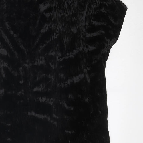 Wi & Co Womens Black Polyester Basic Blouse Size S High Neck