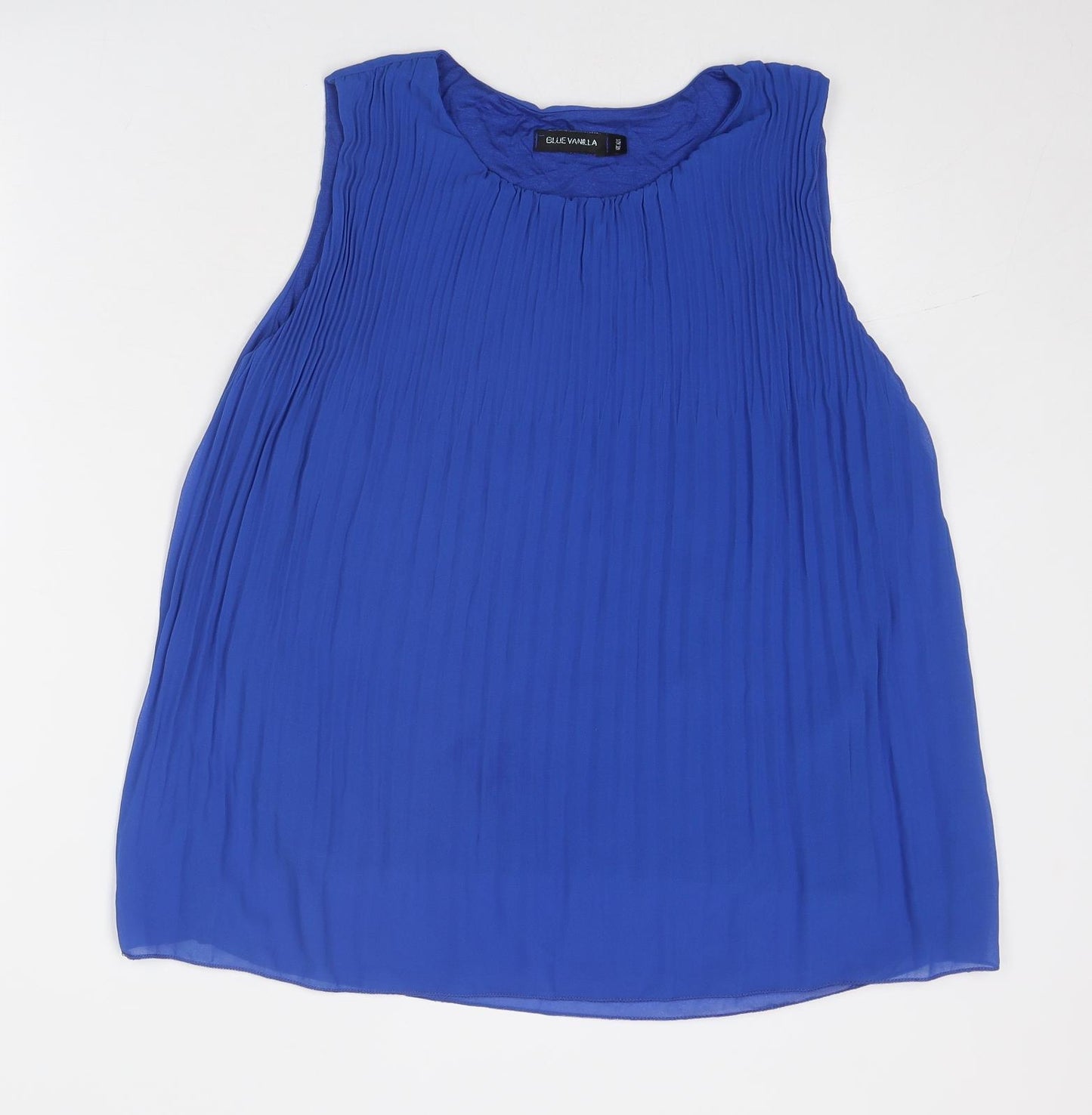 Blue Vanilla Womens Blue Polyester Basic Blouse Size M Boat Neck