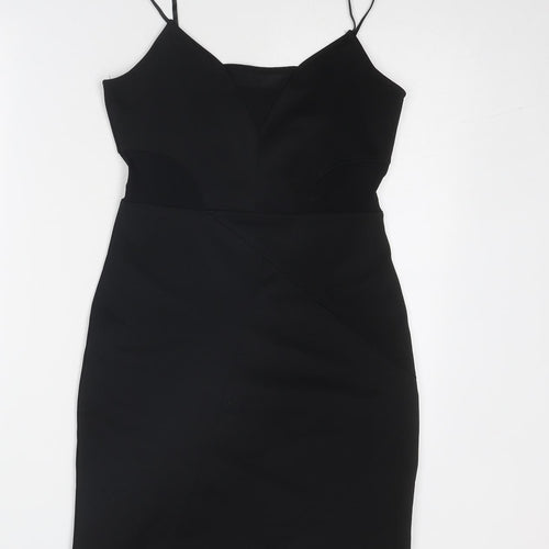 H&M Womens Black Polyester Mini Size 10 V-Neck Pullover