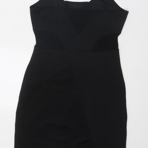 H&M Womens Black Polyester Mini Size 10 V-Neck Pullover