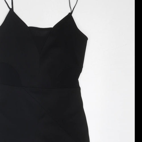 H&M Womens Black Polyester Mini Size 10 V-Neck Pullover