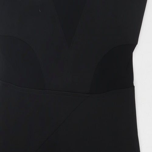H&M Womens Black Polyester Mini Size 10 V-Neck Pullover