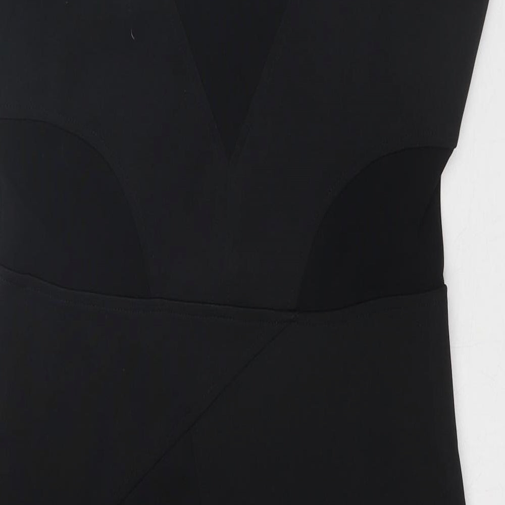 H&M Womens Black Polyester Mini Size 10 V-Neck Pullover