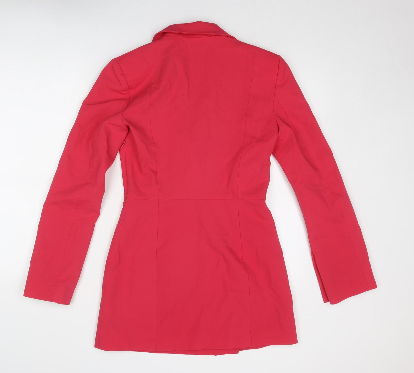 Zara Womens Pink Polyester Jacket Dress Size S Collared Zip