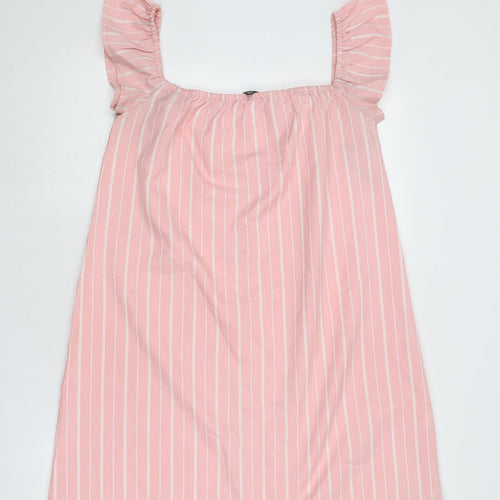 Missguided Womens Pink Striped Polyester Trapeze & Swing Size 12 Square Neck Pullover