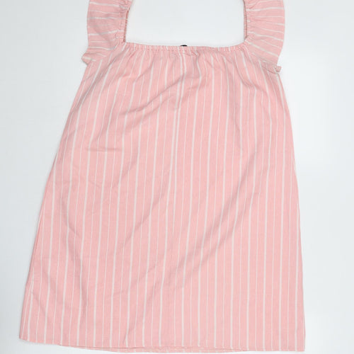 Missguided Womens Pink Striped Polyester Trapeze & Swing Size 12 Square Neck Pullover
