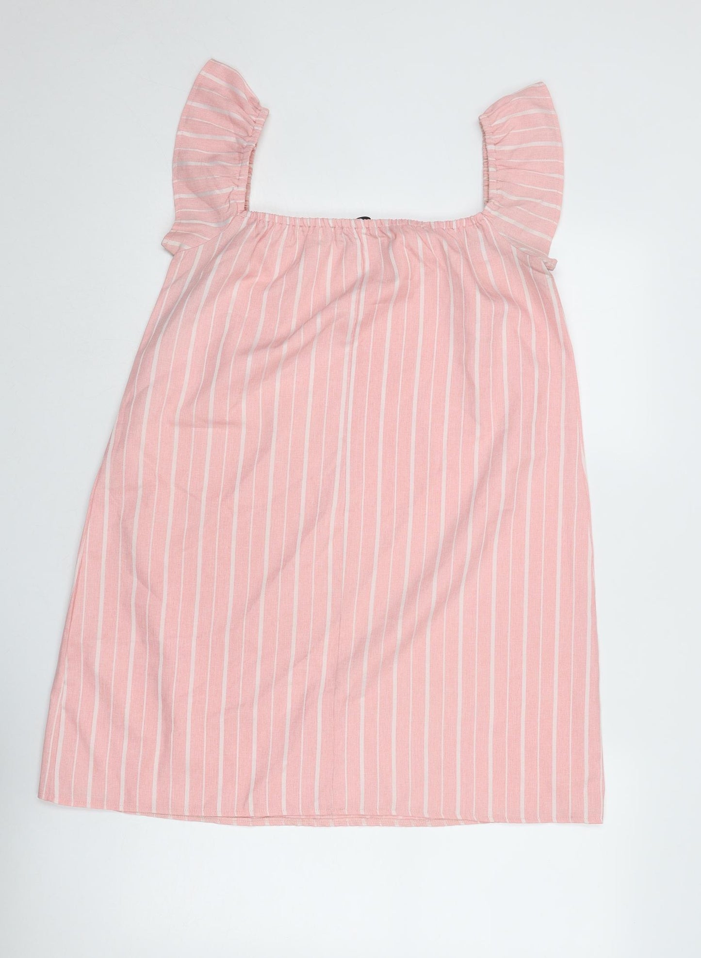 Missguided Womens Pink Striped Polyester Trapeze & Swing Size 12 Square Neck Pullover