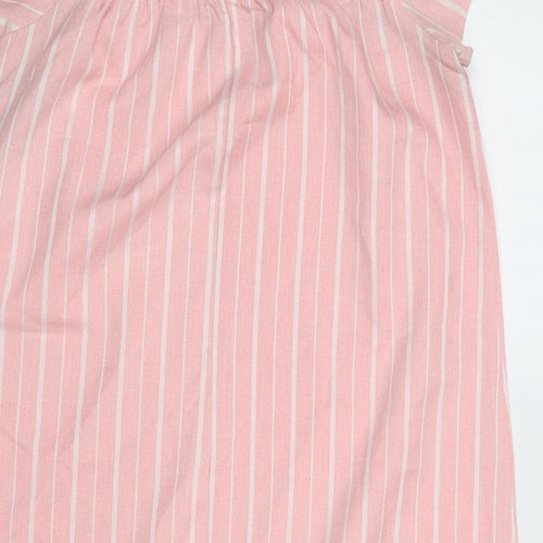 Missguided Womens Pink Striped Polyester Trapeze & Swing Size 12 Square Neck Pullover