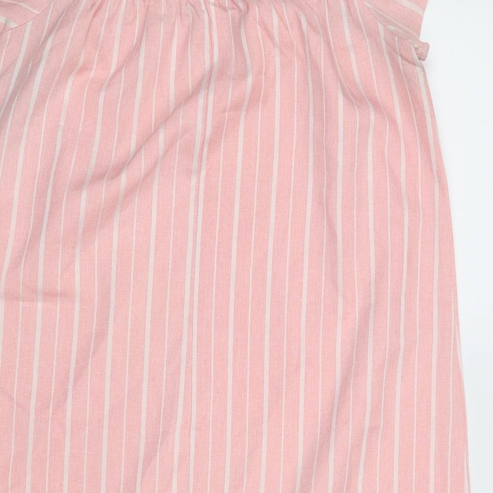 Missguided Womens Pink Striped Polyester Trapeze & Swing Size 12 Square Neck Pullover
