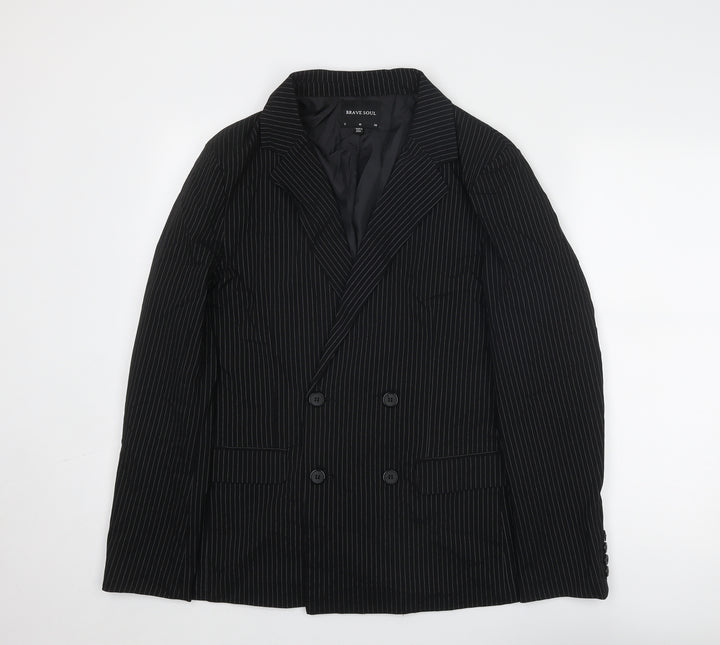 Brave Soul Womens Black Pinstripe Viscose Jacket Suit Jacket Size 10