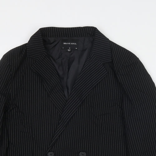 Brave Soul Womens Black Pinstripe Viscose Jacket Suit Jacket Size 10