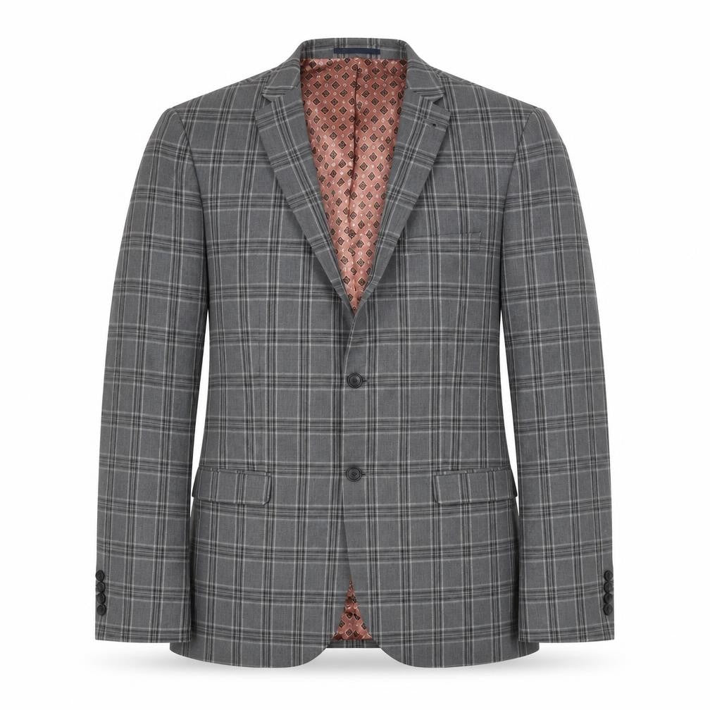 Next Mens Grey Plaid Polyester Jacket Blazer Size 42 Regular