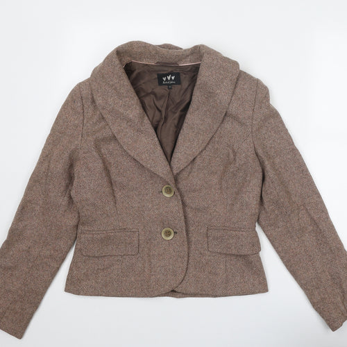 Per Una Womens Brown Geometric Jacket Size 12 Button