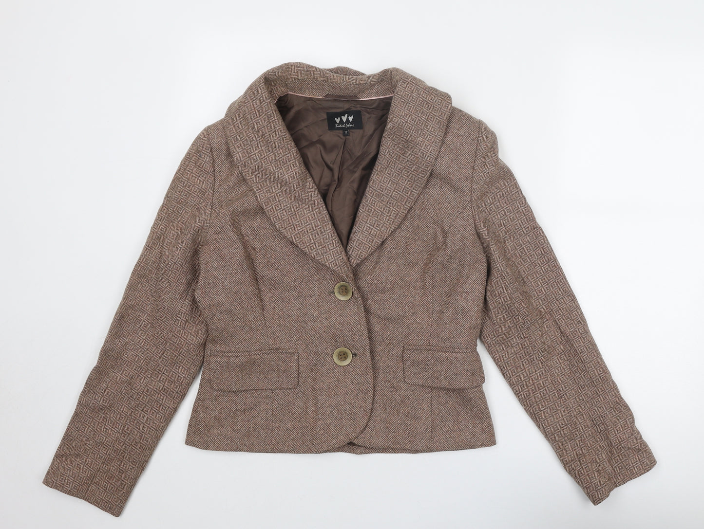 Per Una Womens Brown Geometric Jacket Size 12 Button