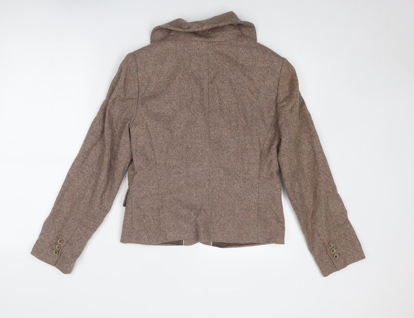 Per Una Womens Brown Geometric Jacket Size 12 Button