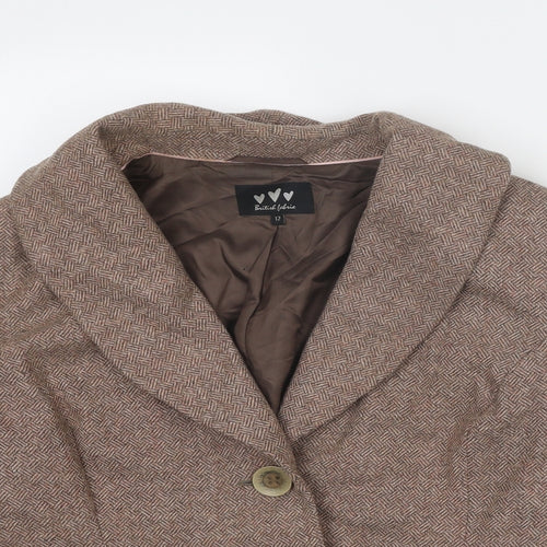 Per Una Womens Brown Geometric Jacket Size 12 Button