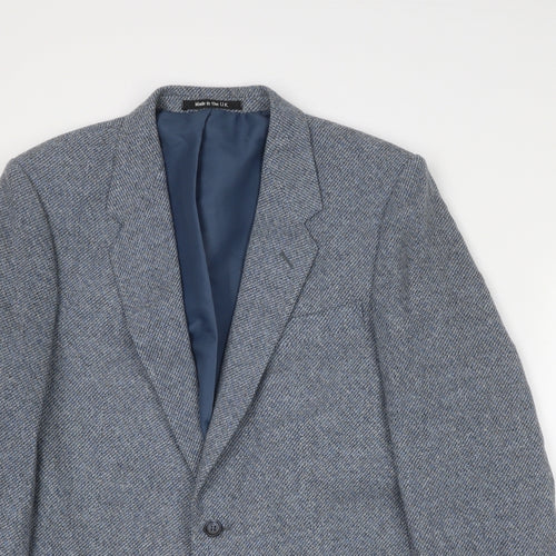 St Michael Mens Blue Wool Jacket Blazer Size 42 Regular