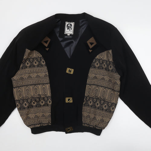 Antonio Archini Mens Black Geometric Bomber Jacket Jacket Size L - Toggle Fastening