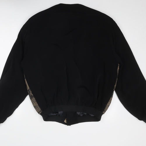 Antonio Archini Mens Black Geometric Bomber Jacket Jacket Size L - Toggle Fastening