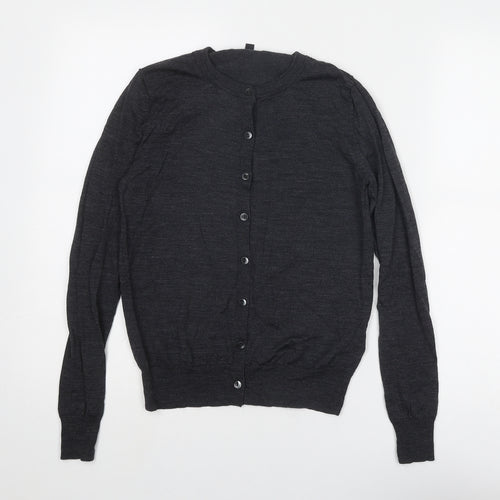 Uniqlo Womens Grey Round Neck Wool Cardigan Jumper Size S