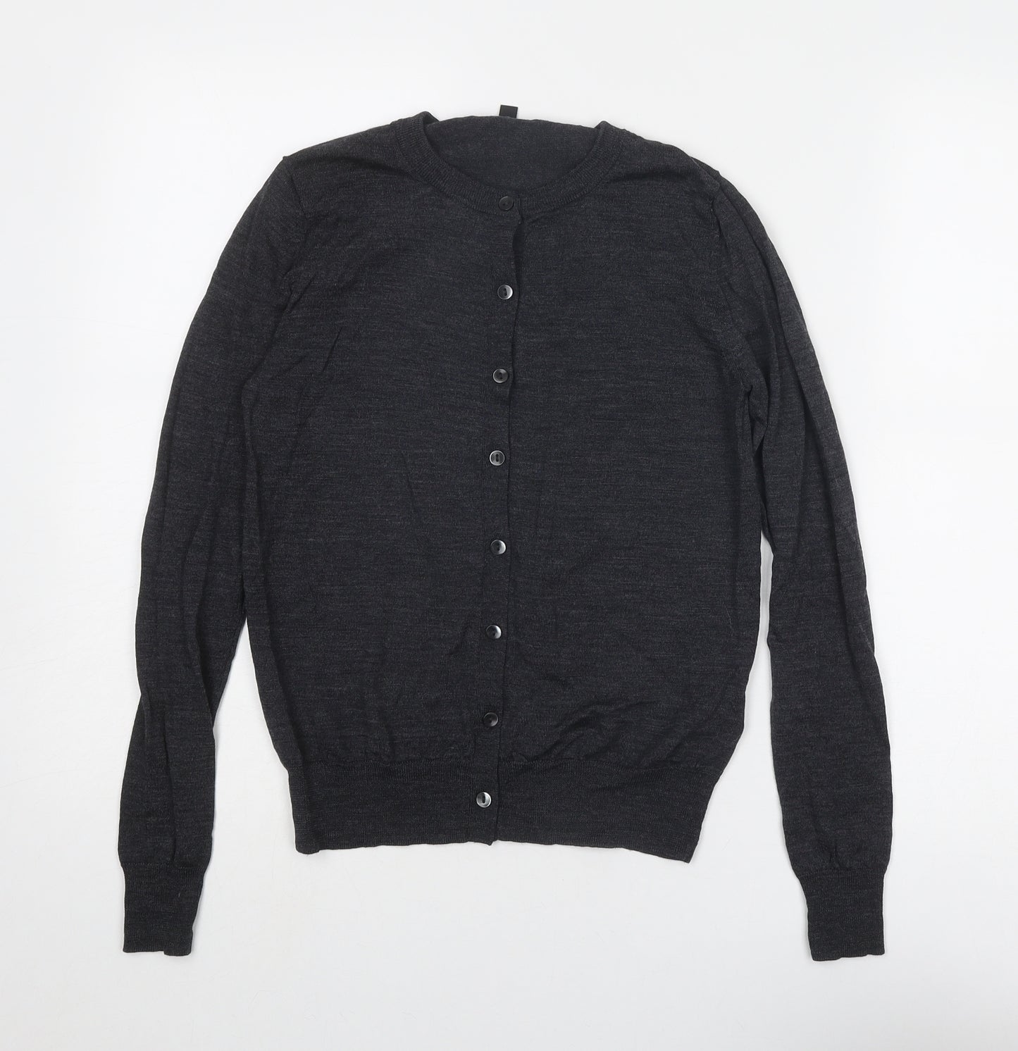 Uniqlo Womens Grey Round Neck Wool Cardigan Jumper Size S