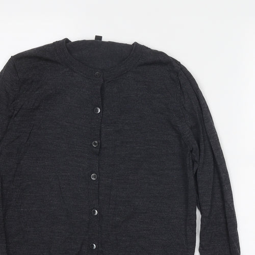 Uniqlo Womens Grey Round Neck Wool Cardigan Jumper Size S