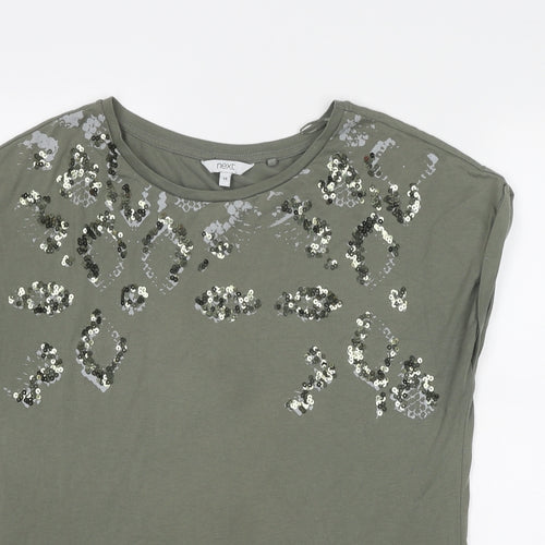 NEXT Womens Green Cotton Basic T-Shirt Size 10 Round Neck