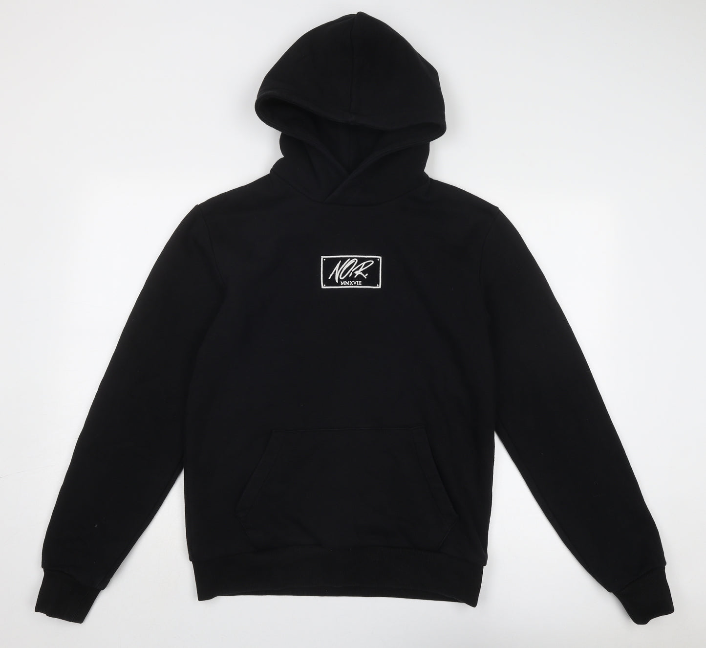 Noir Mens Black Cotton Pullover Hoodie Size M