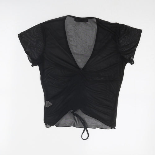 Missguided Womens Black Polyester Basic T-Shirt Size 10 V-Neck