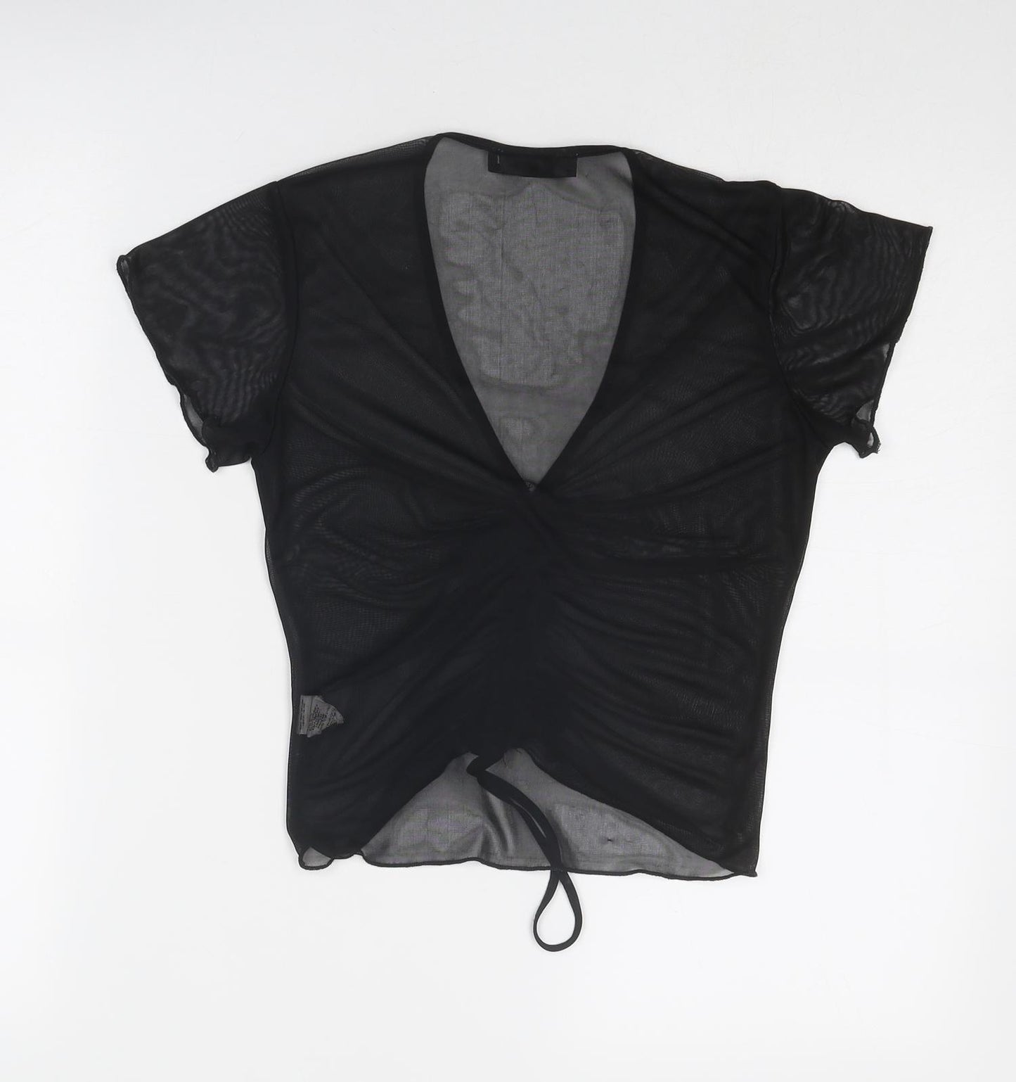Missguided Womens Black Polyester Basic T-Shirt Size 10 V-Neck