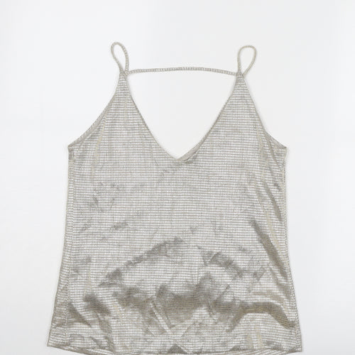 Saint Tropez Clothing Womens Silver Polyester Basic Tank Size XS V-Neck