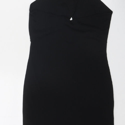 PRETTYLITTLETHING Womens Black Polyester Bodycon Size 14 Halter Pullover