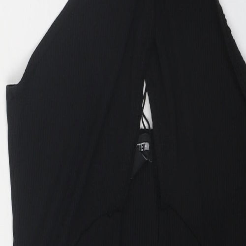 PRETTYLITTLETHING Womens Black Polyester Bodycon Size 14 Halter Pullover
