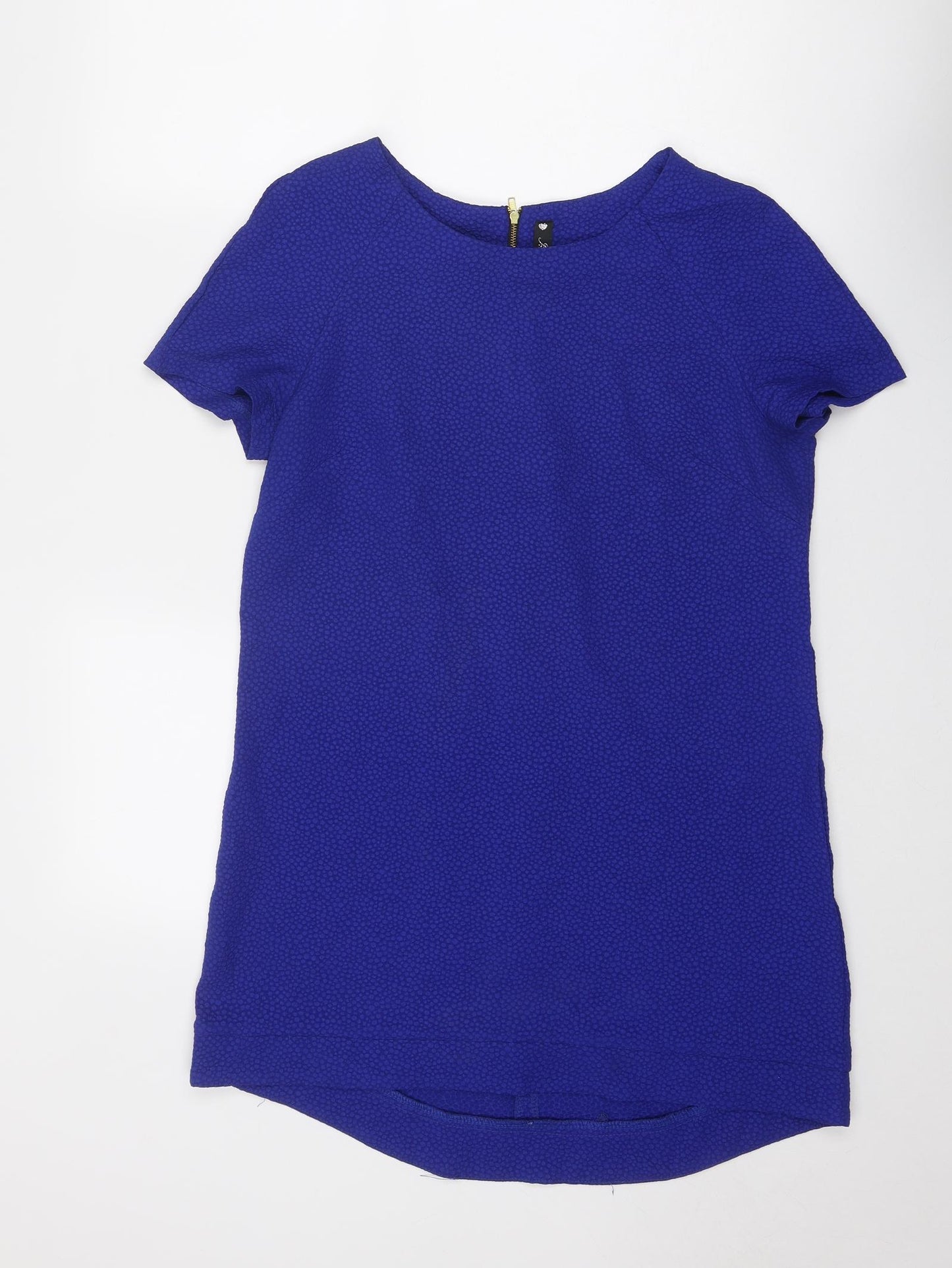 Influence Womens Blue Geometric Polyester A-Line Size 14 Round Neck Zip