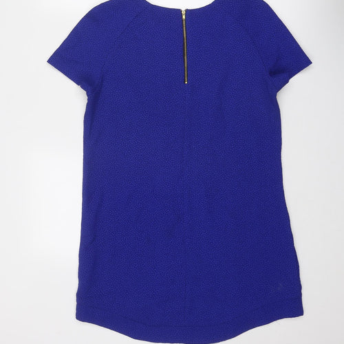Influence Womens Blue Geometric Polyester A-Line Size 14 Round Neck Zip