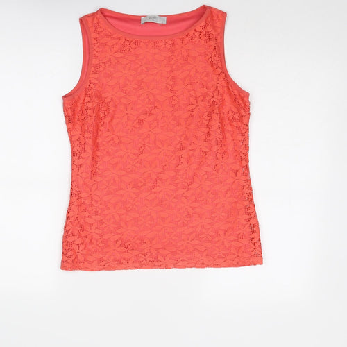 Wallis Womens Pink Polyester Basic Tank Size 10 Round Neck
