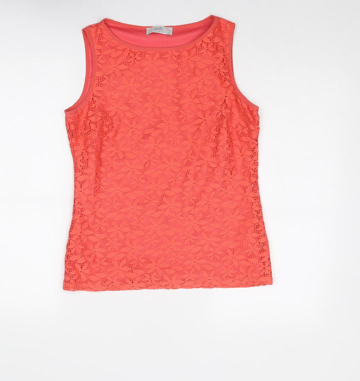 Wallis Womens Pink Polyester Basic Tank Size 10 Round Neck